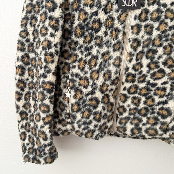 CHASER | Faux Sherpa Leopard Fur zip up Hoodie Jacket Hood Animal Print | Small - Picture 5 of 8